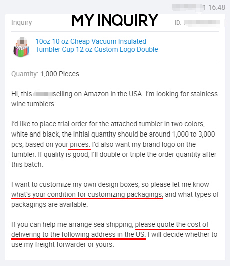 test inquiry email